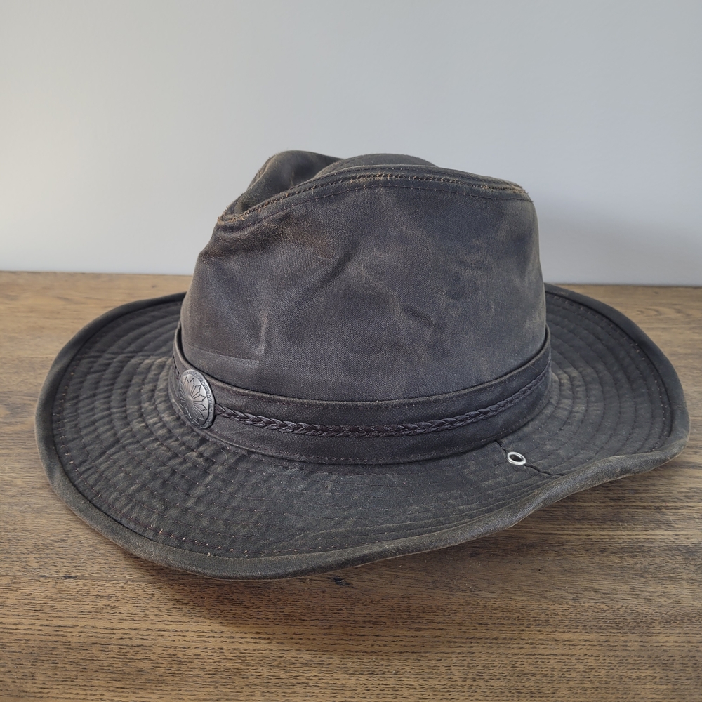 Dorfman Pacific Outback Hat - Oiled Cotton Blend - Water Resistant - Brown